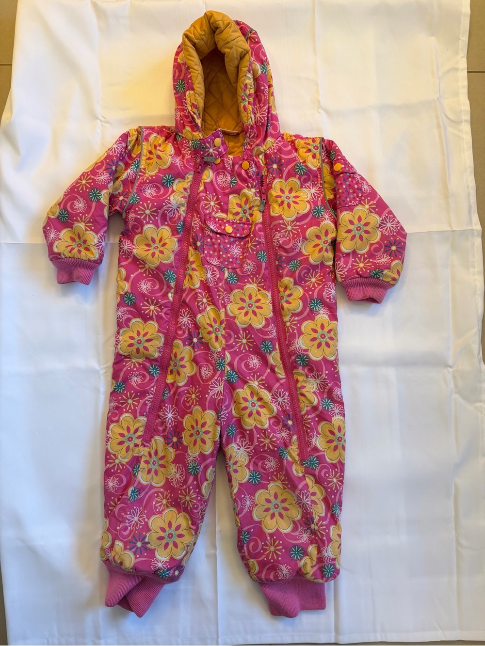Hanna Andersson Pink Floral Hooded snowsuit